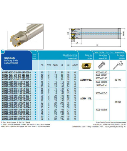 AEM90-AD07-D16-C16-L110-Z04-H концевая фреза AKKO AEM90-AD07-D16-C16-L110-Z04-H концевая фреза AKKO