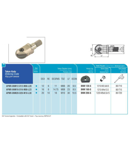 APMR-BNM16-D16-M08-L23 сменная сферическая фрезерная головка AKKO APMR-BNM16-D16-M08-L23 сменная сферическая фрезерная головка AKKO